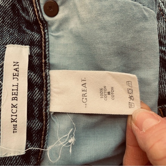 THE GREAT The Kick Bell Jean Cliff Wash Cropped Flare wide leg denim Sz 27 - Picture 13 of 14